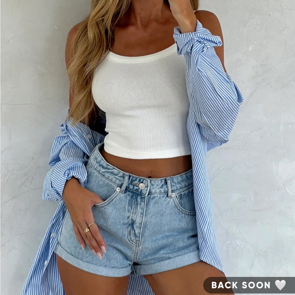 White Fox Missin' Something Denim Shorts Powder Blue Wash